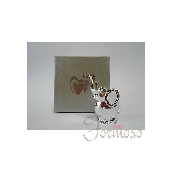Elefante resina argentata e bianca bomboniera 45xh70mm art IL490