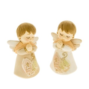 Bomboniera Angelo in resina con Simbolo Cresima h 7 cm set 2 pz Art 04A046