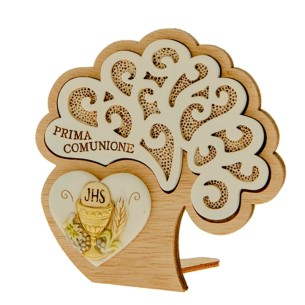Bomboniera Icona albero della vita Comunione in legno e resina h 11 cm con Scatola art 04A258
