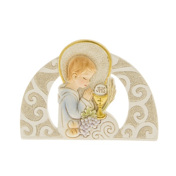 Bomboniera Decorazione Icona arco Comunione BOY Bimbo in resina 10 cm art 04A120