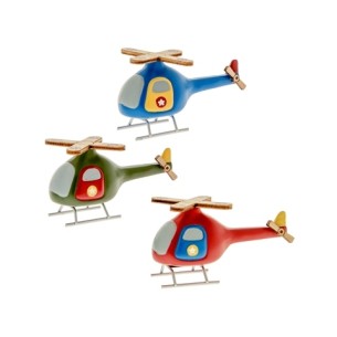 Bomboniera decorazione Veicoli ELICOTTERO in resina e legno Vari colori h 9 cm Set 3 pz art 04A290