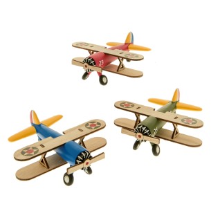 Bomboniera Aereo in Resina e Legno Colorata battesimo Nascita 8 cm set 3 pz Art 04A092
