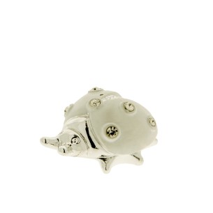 Bomboniera decorazione Coccinella Resina Bianca e Strass Matrimonio Wedding 5 cm Confezione 12pz  art 04A097