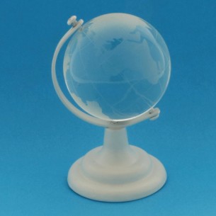 Bomboniera Mappamondo Vetro su base in metallo Bianco h 9 cm art 07071