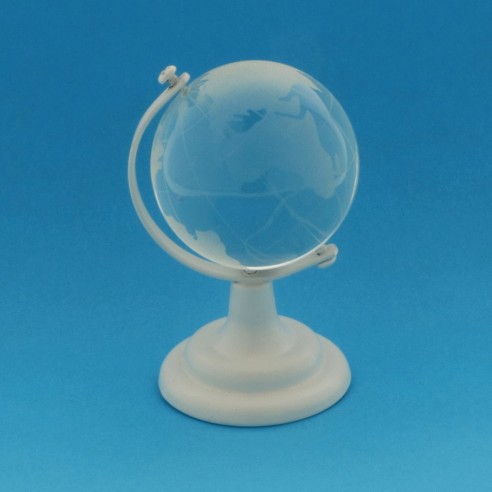 Bomboniera Mappamondo Vetro su base in metallo Bianco h 6 cm art 07070