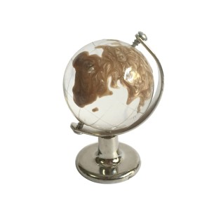 Bomboniera Mappamondo in Vetro su base metallo color Argento h 6 cm art 07142