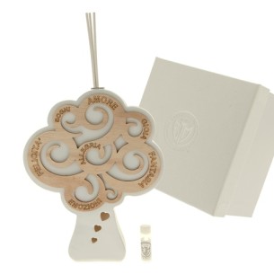 Bomboniera Diffusore albero della vita in resina e Legno con led luminoso  h 15,5 cm con scatola art 08A095