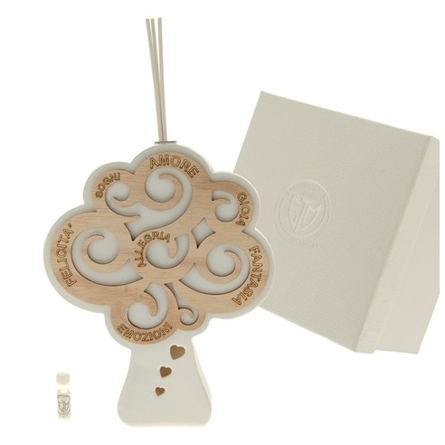 Bomboniera Diffusore albero della vita in resina e Legno con led luminoso h 22,5 cm con scatola art 08A096