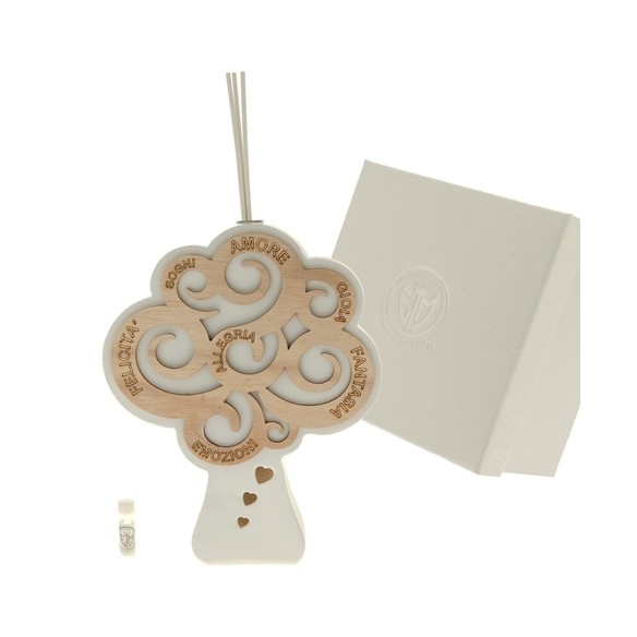 Bomboniera Diffusore albero della vita in resina e Legno con led luminoso h 22,5 cm con scatola art 08A096