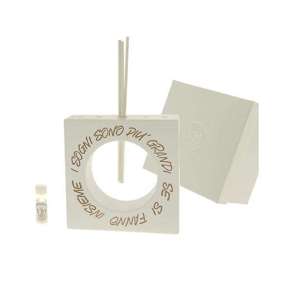 Bomboniera Diffusore Quadrato in resina con led luminoso e scritte 16 x h 16 cm con scatola art 08A099