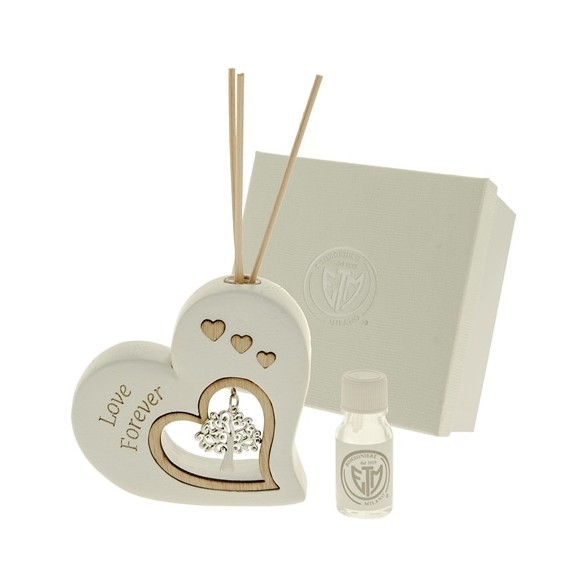 Bomboniera Diffusore CUORE in resina con inserto ciondolo Albero della Vita 10 x h 10 cm con scatola art 08A102