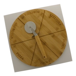 Bomboniera Tagliere vassoio Tondo in legno per PIZZA D 33 cm con scatola art 08712