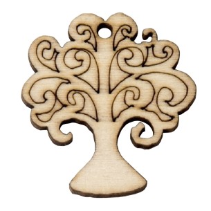 Ciondolo Albero della vita legno idea decorazione bomboniera 3,5 cm 12 pz art CA045