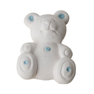 Bomboniera  decorazione Orsetto in gesso bianco e Blu h 4 cm confezione 12 pz art 08391