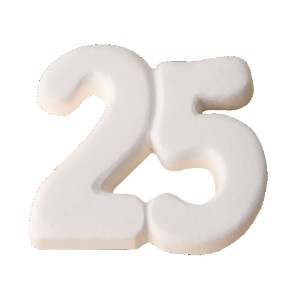 Decorazione numero 25 in Gesso bianco idea bomboniera 3,5 cm 12 pz art 08472