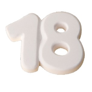 Decorazione numero 18 in Gesso bianco idea bomboniera Compleanno 3,5 cm 12 pz art 08471