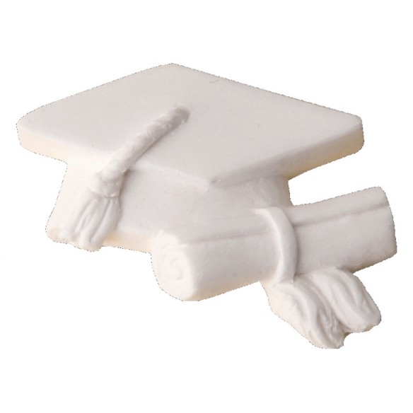 Decorazione Bomboniera Cappello Tocco LAUREA in Gesso Bianco 4 cm confezione 12 pz  Art 08478
