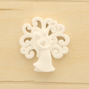 Bomboniera decorazione Albero della Vita con inserto Coppia Innamorati in gesso bianco 4,5 cm confezione 12 pz art 08563