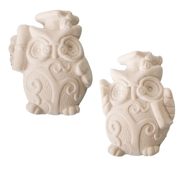 Decorazione Bomboniera Gufo in gesso Bianco h 4 cm confezione 12 pz  Art 08A058