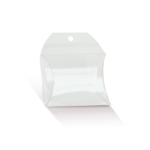 Scatola tipo Busta in PVC trasparente confetti con manico 5 x 5 x h 1,7 cm Confezione 20 pz art 1401