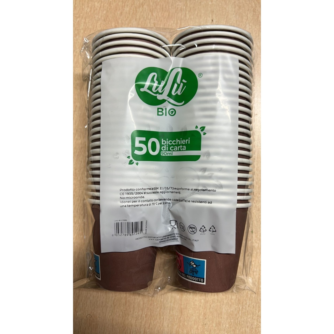Bicchiere monouso Biodegradabile da 90 ml bibita calda caffè confezione 50  pz Art 0265