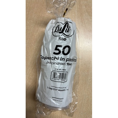 Tappo Coperchio plastica TRASPARENTE per Bicchiere monouso Biodegradabile da 75 ml bibita calda caffè conf 50pz Art 0803