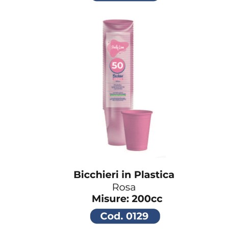 Bicchiere monouso in Plastica ROSA da 200 CC bibita FESTA PARTY confezione 50 pz Art  0129