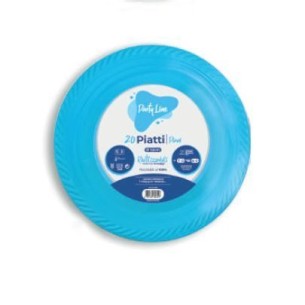 Piatto piano monouso in Plastica CELESTE da 22 cm FESTA PARTY confezione 20 pz Art 0280