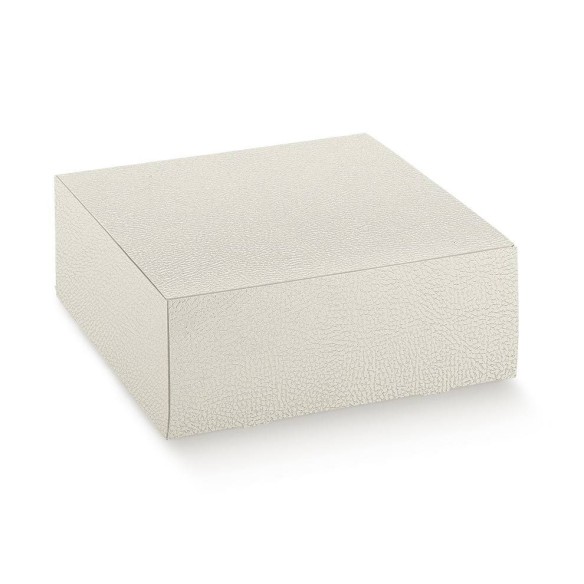 Scatola Pasticceria modello PRATICA in Pelle BIANCO 10 x 10 x h 4 cm Confezione 200 pz art 14595