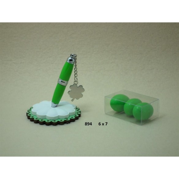 Bomboniera PENNA con supporto in legno con inserto Fiore in Ceramica 6 x 7 cm art 894