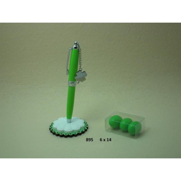 Bomboniera PENNA con supporto in legno con inserto Fiore in Ceramica 6 x h 14 cm art 895