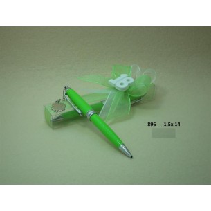 Bomboniera PENNA Verde con Astuccio Trasparente e numero 18 in Ceramica 1,5 x h 14 cm art 896