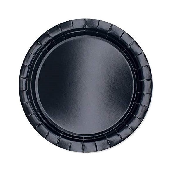 Piatti fondo PIANO in CARTA BIODEGRADABILE Colore NERO festa Party D 18 cm confezione 25 pz Art 0722