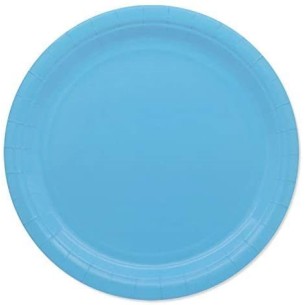 Piatti fondo PIANO in CARTA BIODEGRADABILE Colore CELESTE festa Party D 18 cm confezione 25 pz Art 0739