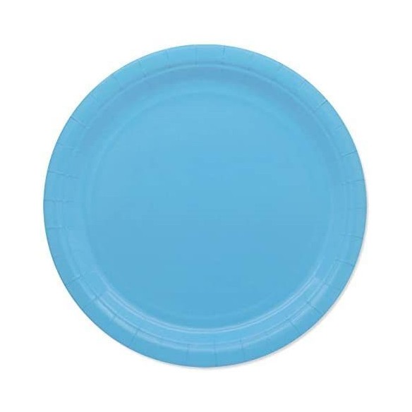 Piatti fondo PIANO in CARTA BIODEGRADABILE Colore CELESTE festa Party D 18 cm confezione 25 pz Art 0739
