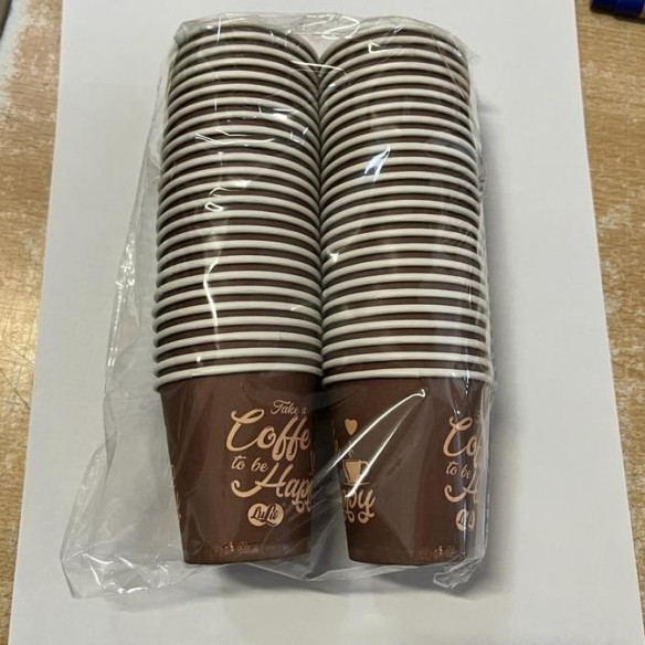 Bicchiere per caffe monouso Biodegradabile con Stampa da 90 ml conf 50 pz Art 0044