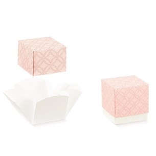 Bomboniera Scatola Confetti MATELASSE ROSA modello FLEUR misura 7 x 7 x 7 cm confezione 200 pz art 37510
