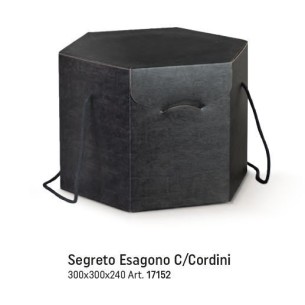 Scatola tipo SEGRETO ESAGONALE colore SETA NERO porta Panettone artigianale misura 30 x 30 x h 24 cm Confezione 30 pz Art 17152
