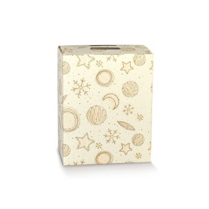 Scatola Panettone artigianale per Pasticceria tipo CUBOTTO Colore BIANCO ORO mis. 28 x 20 x h 35 cm Confezione 50 pz Art 39247