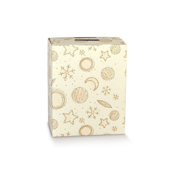 Scatola Panettone artigianale per Pasticceria tipo CUBOTTO Colore BIANCO ORO mis. 33 x 25 x h 35 cm Confezione 50 pz Art 39248