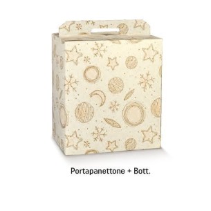 Scatola porta Panettone e Bottiglia confezioni Natalizie colore BIANCO e Oro mis. 33 x 25 x h 35 cm Confezione 30 pz art 39255