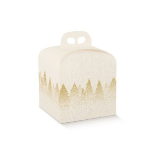 Scatola in cartone porta Panettone confezioni Natalizie colore BIANCO e ORO mis. 20 x 20 x h 18 cm Confezione 50 pz Art 15488