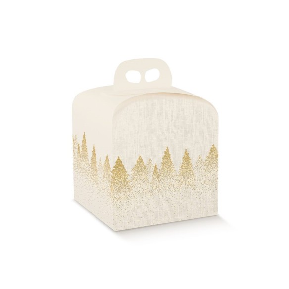 Scatola in cartone porta Panettone confezioni Natalizie colore BIANCO e ORO mis. 20 x 20 x h 18 cm Confezione 50 pz Art 15488