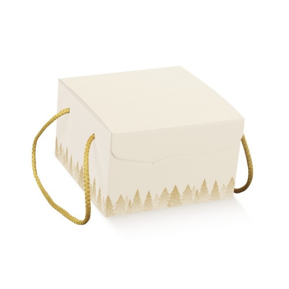 Scatola SEGRETO colore BIANCO ORO porta Pasticcini Colomba Panettone mis 24,5 x 24,5 x h 18 cm Confez 30 pz Art 15493