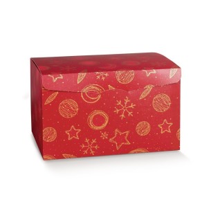 Scatola SEGRETO colore ROSSO e ORO Pasticcini Colomba Panettone artigianale mis. 46 x 32 x h 29 cm Confezione 20 pz Art 39209