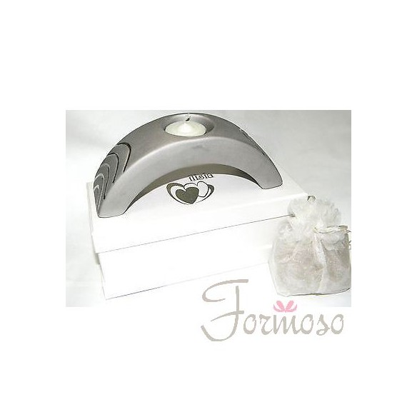 Arco porta candela terracotta smaltata grigia bomboniera - art IL137