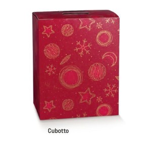 Scatola Panettone artigianale Pasticceria tipo CUBOTTO Colore Rosso e oro mis. 28 x 20 x h 35 cm Confezione 50 pz Art 39192