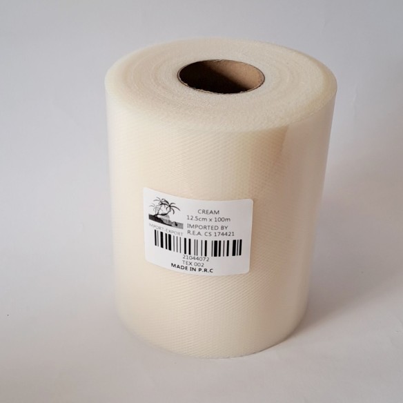 Bobina 12,5 cm 100 mt rotolo tulle decorazioni bomboniere colore AVORIO art TEX002AVORIO