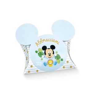 Scatola Bomboniera tipo busta Celeste Topolino Mickey Mouse Baby Disney Battesimo Nascita confetti 7 x 7x h 2 cm Set 10 pz art 6