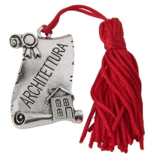 Ciondolo pergamena laurea ARCHITETTURA deco bomboniera 40x30mm set 12 pz art 11950